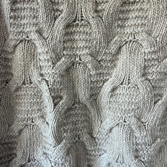 Lands‎ End Mens Wool Blend Tan Cable Knit Sweater Collared Button Neck Size M - Picture 3 of 6